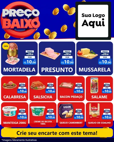 Modelo de Rede Social para Feed Instagram com o tema Preço Baixo para Frios e Laticínios
