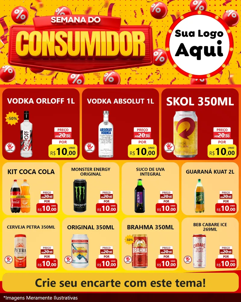 Modelo de Rede Social para Feed Instagram com o tema Semana do Consumidor para Distribuidora de bebidas