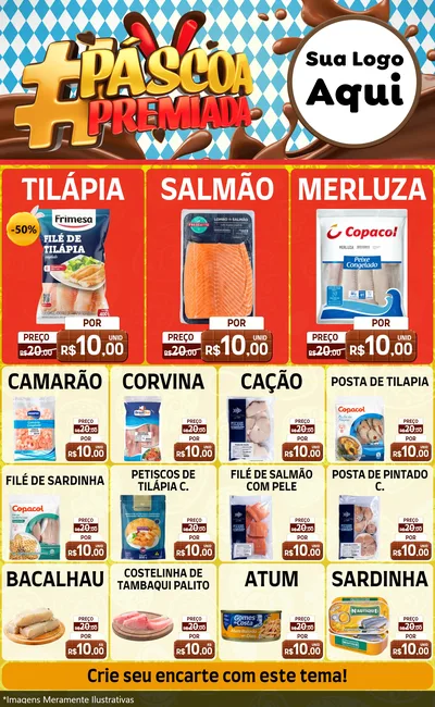 Modelo de Encarte para Encarte Grande com o tema Páscoa Premiada para Peixaria