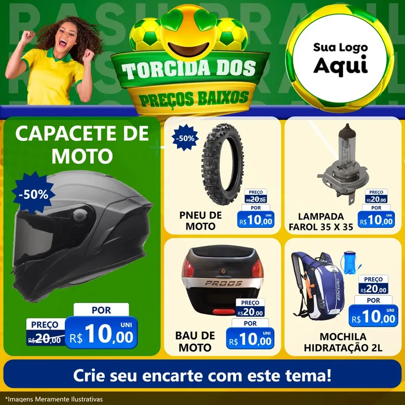 Modelo de Rede Social para Feed Facebook com o tema Torcida dos Preços Baixos - Copa para Moto peças