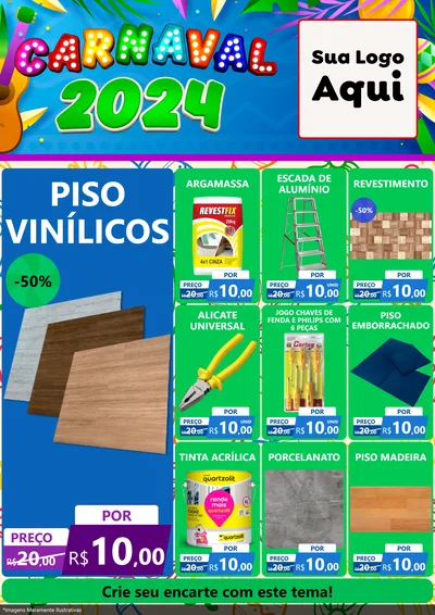 Modelo de Encarte para Encarte A4 Vertical com o tema Carnaval 2027 para Material para Construção