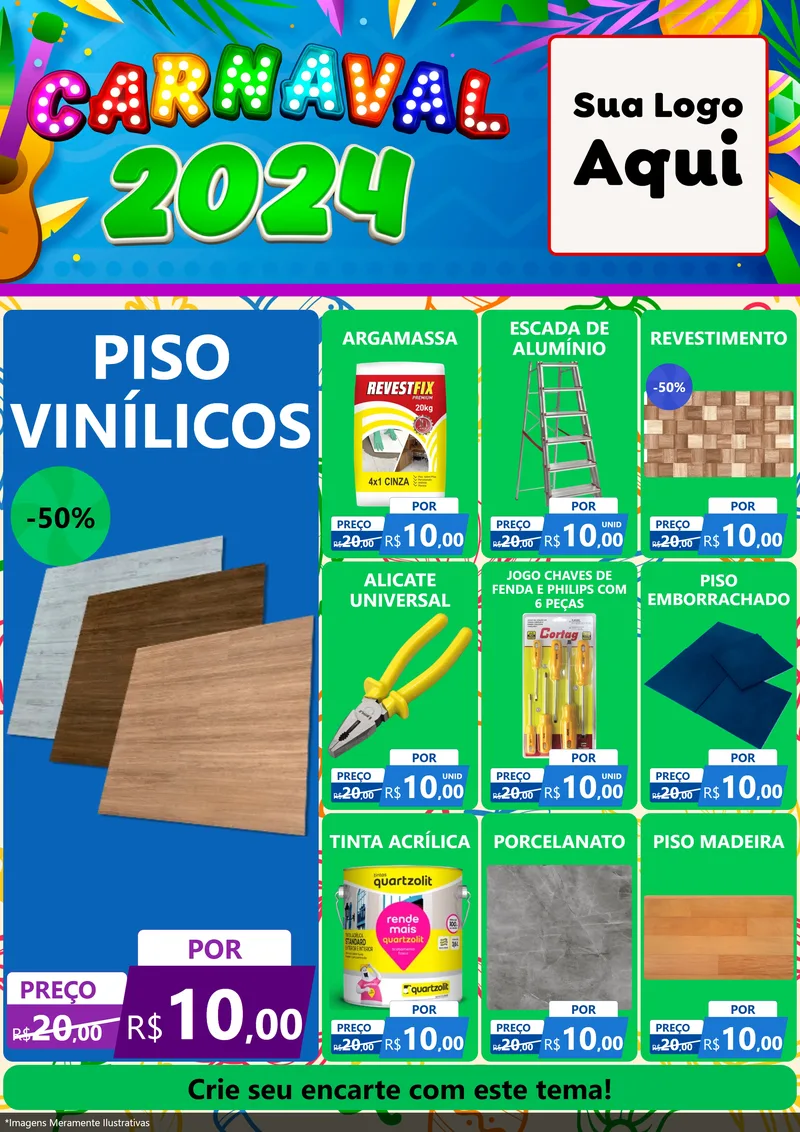 Modelo de Encarte para Encarte A4 Vertical com o tema Carnaval 2027 para Material para Construção