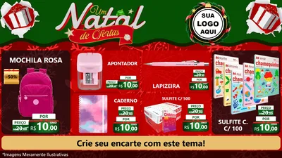 Modelo de TV para TV Horizontal com o tema Um Natal de Ofertas para Papelaria