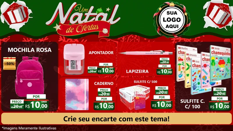 Modelo de TV para TV Horizontal com o tema Um Natal de Ofertas para Papelaria