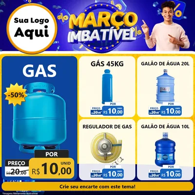 Modelo de Rede Social para Feed Facebook com o tema Março Imbatível para Água e gás