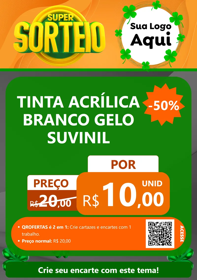 Modelo de Cartaz para Cartaz A4 Vertical com o tema Super Sorteio para Tintas e Ferramentas