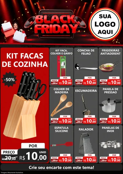 Modelo de Encarte para Encarte A4 Vertical com o tema Black Friday para Utilidades Domésticas