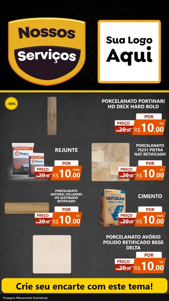 Modelo de TV para TV Vertical com o tema Nossos Serviços para Pisos e revestimentos