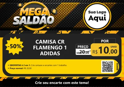 Modelo de Cartaz para Cartaz A4 Horizontal com o tema Mega Saldão para Roupas e acessórios