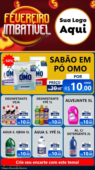Modelo de Rede Social para Stories com o tema Fevereiro Imbatível para Produtos de Limpeza