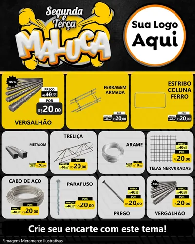 Modelo de Rede Social para Feed Instagram com o tema Segunda e Terça Maluca para Ferragens