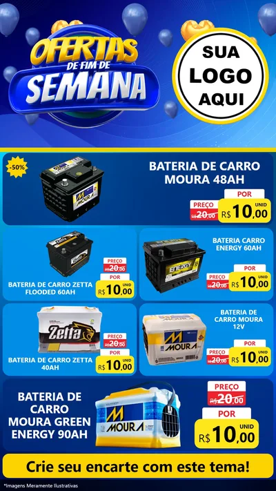 Modelo de TV para TV Vertical com o tema Ofertas de Fim de Semana para Baterias Elétricas