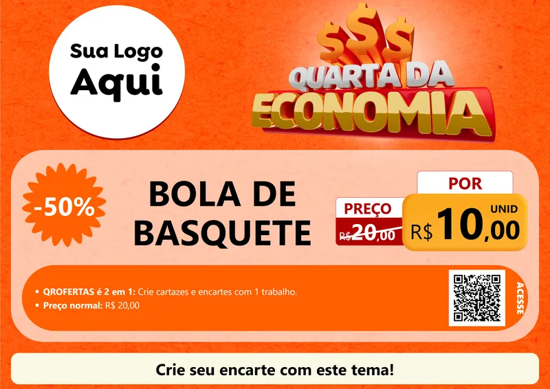 Modelo de Cartaz para Cartaz A4 Horizontal com o tema Quarta da Economia para Artigos Esportivos