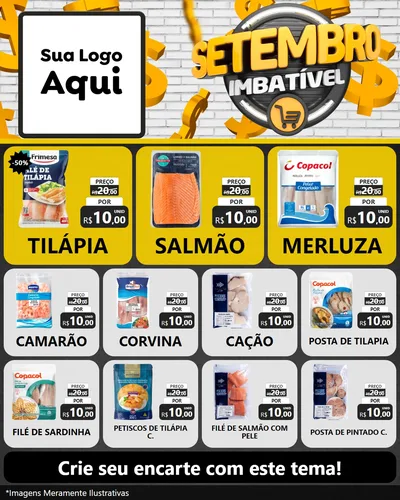 Modelo de Rede Social para Feed Instagram com o tema Setembro Imbatível para Peixaria