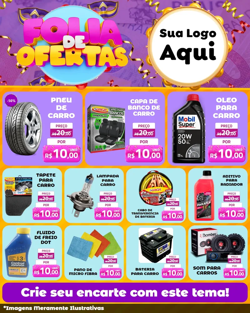 Modelo de Rede Social para Feed Instagram com o tema Folia de Ofertas para Auto peças