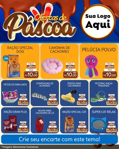 Modelo de Rede Social para Feed Instagram com o tema Ofertas de Páscoa para Pet Shop