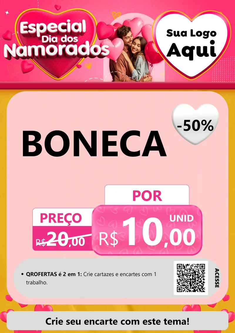 Modelo de Cartaz para Cartaz A4 Vertical com o tema Especial Dia dos Namorados para Brinquedos