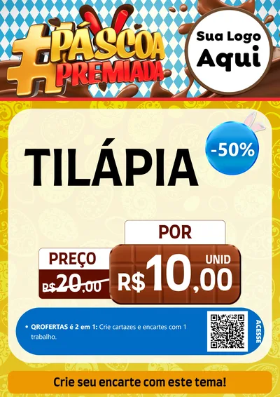 Modelo de Cartaz para Cartaz A4 Vertical com o tema Páscoa Premiada para Peixaria