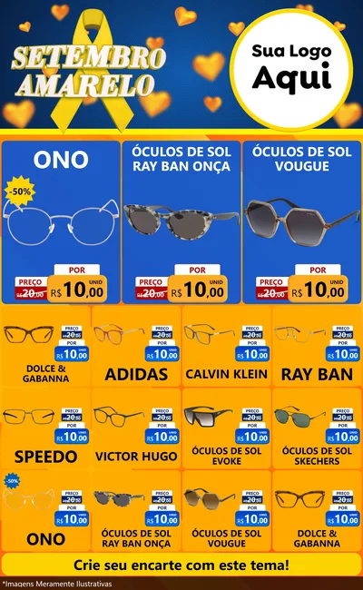 Modelo de Encarte para Encarte Grande com o tema Setembro Amarelo para Óticas