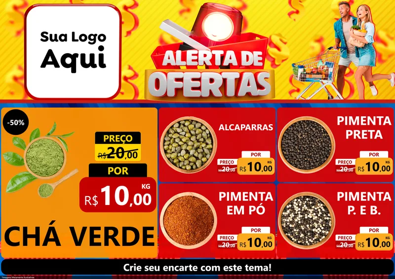 Modelo de Encarte para Encarte A4 Horizontal com o tema Alerta de Ofertas para Produtos Naturais