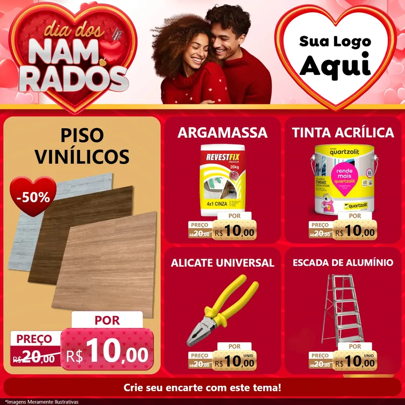 Modelo de Rede Social para Feed Facebook com o tema Dia dos Namorados para Material para Construção