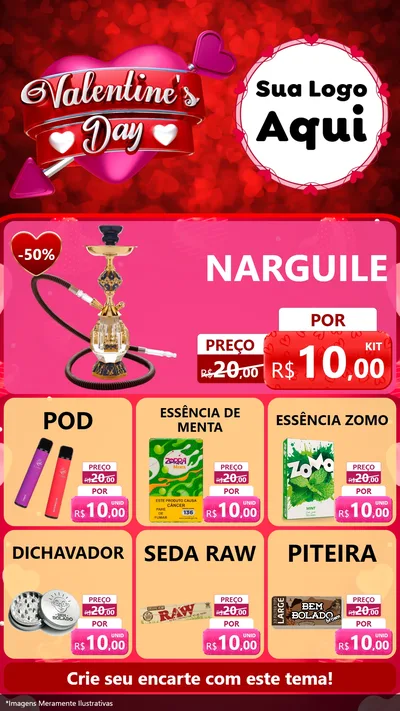 Modelo de Rede Social para Stories com o tema Valentine's Day para Tabacaria