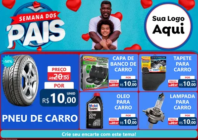 Modelo de Encarte para Encarte A4 Horizontal com o tema Semana Dos Pais para Auto peças