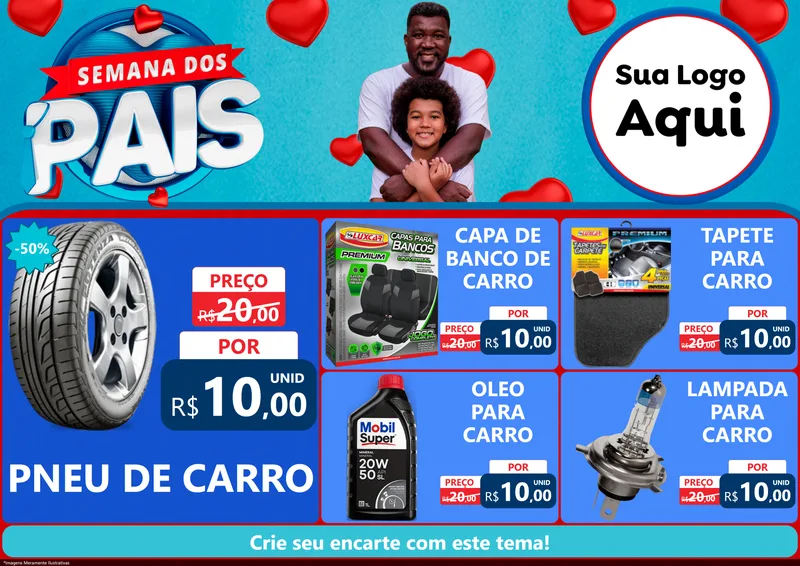 Modelo de Encarte para Encarte A4 Horizontal com o tema Semana Dos Pais para Auto peças
