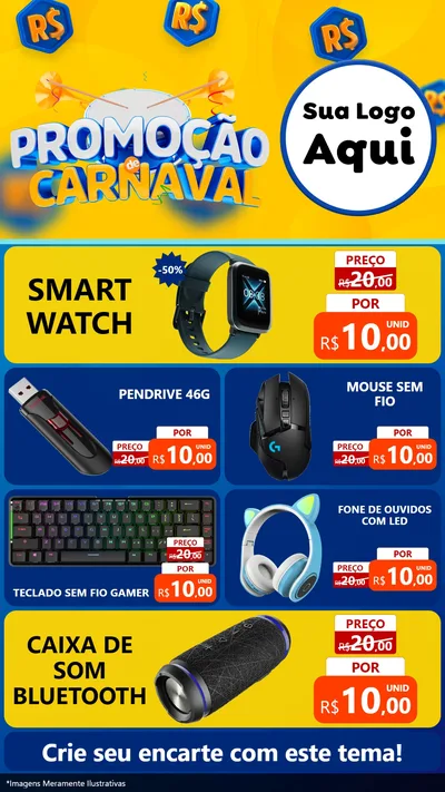 Modelo de TV para TV Vertical com o tema Promoção de Carnaval para Informática