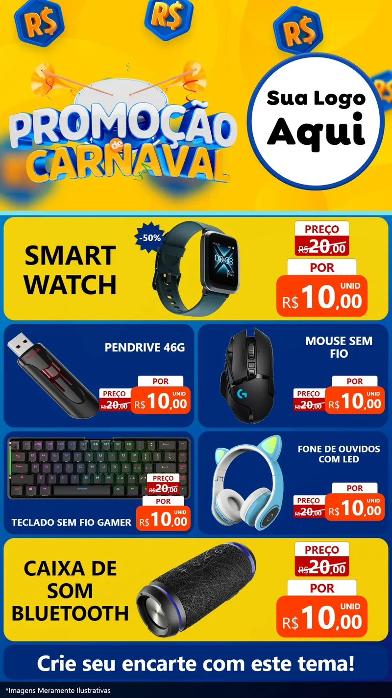 Modelo de TV para TV Vertical com o tema Promoção de Carnaval para Informática