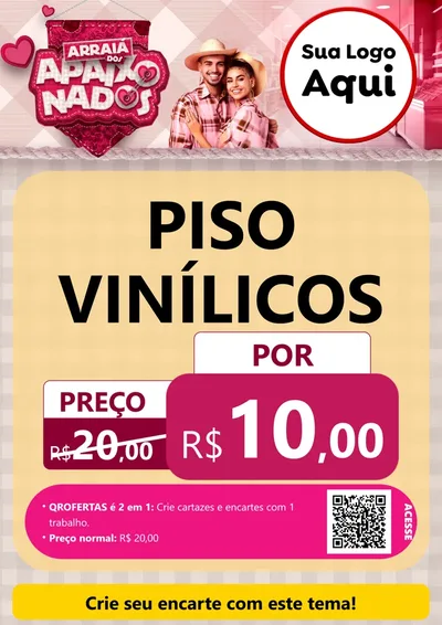 Modelo de Cartaz para Cartaz A4 Vertical com o tema Arraiá dos Apaixonados - Junina para Material para Construção