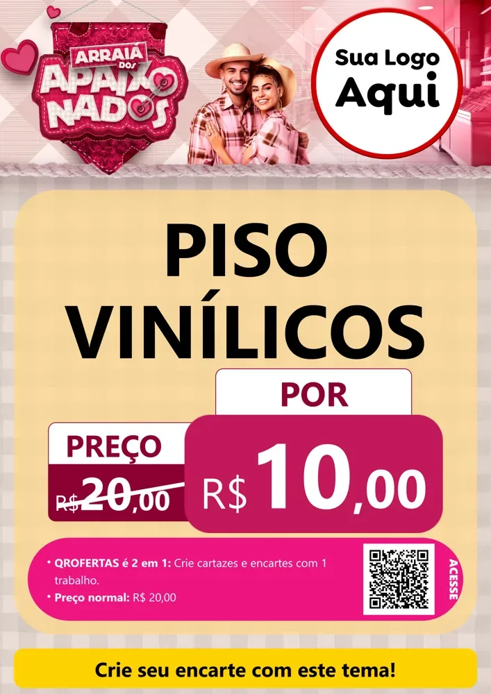 Modelo de Cartaz para Cartaz A4 Vertical com o tema Arraiá dos Apaixonados - Junina para Material para Construção