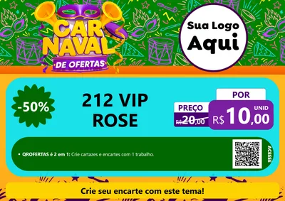Modelo de Cartaz para Cartaz A4 Horizontal com o tema Carnaval de Ofertas para Perfumes