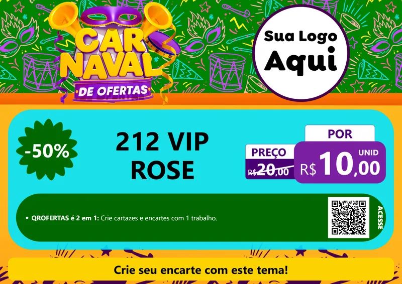 Modelo de Cartaz para Cartaz A4 Horizontal com o tema Carnaval de Ofertas para Perfumes
