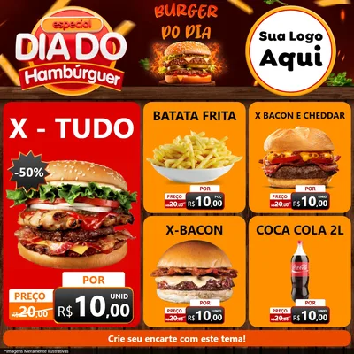 Modelo de Rede Social para Feed Facebook com o tema Especial Dia do Hambúrguer para Hamburgueria