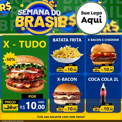 Modelo de Rede Social para Feed Facebook com o tema Semana Do Brasil para Hamburgueria