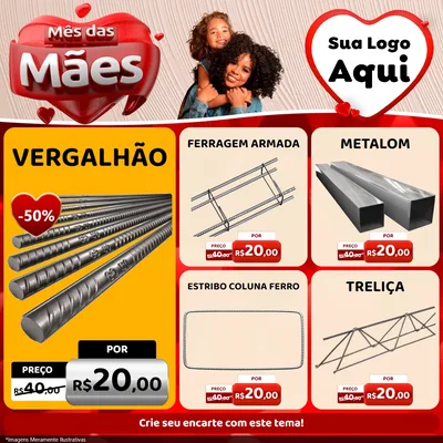 Modelo de Rede Social para Feed Facebook com o tema Mês das Mães para Ferragens