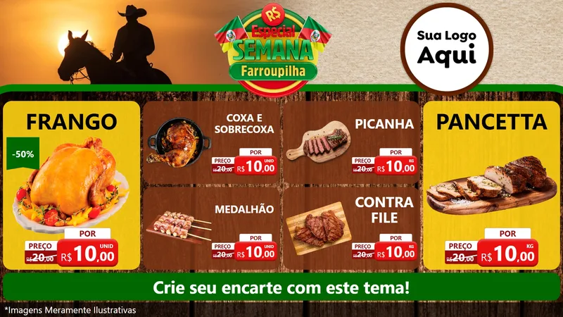 Modelo de TV para TV Horizontal com o tema Especial Semana Farroupilha para Assados