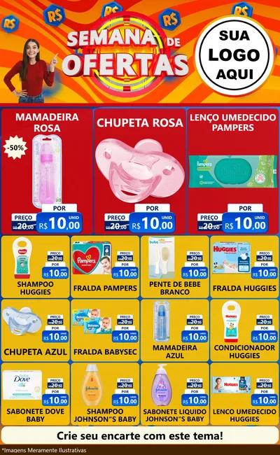 Modelo de Encarte para Encarte Grande com o tema Semana de Ofertas para Bebês