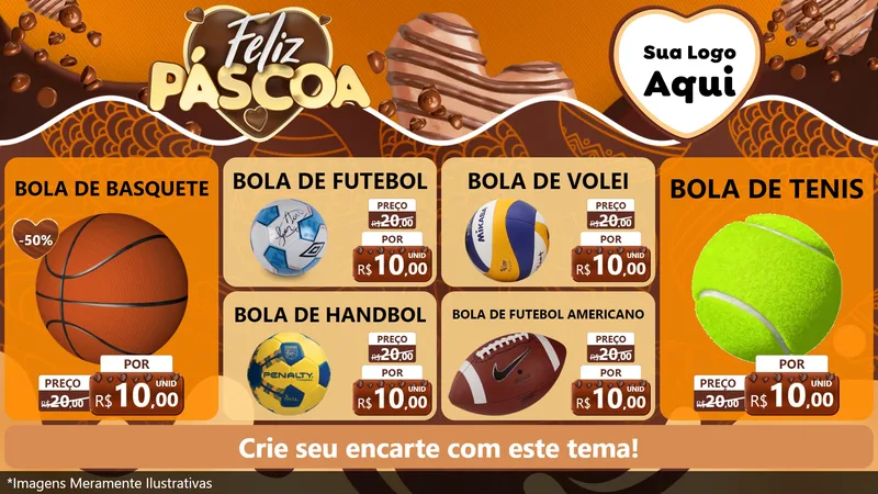 Modelo de TV para TV Horizontal com o tema Feliz Páscoa para Artigos Esportivos