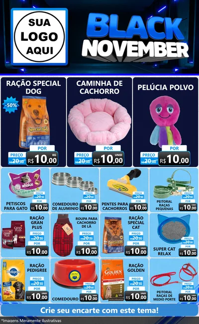 Modelo de Encarte para Encarte Grande com o tema Black November para Pet Shop