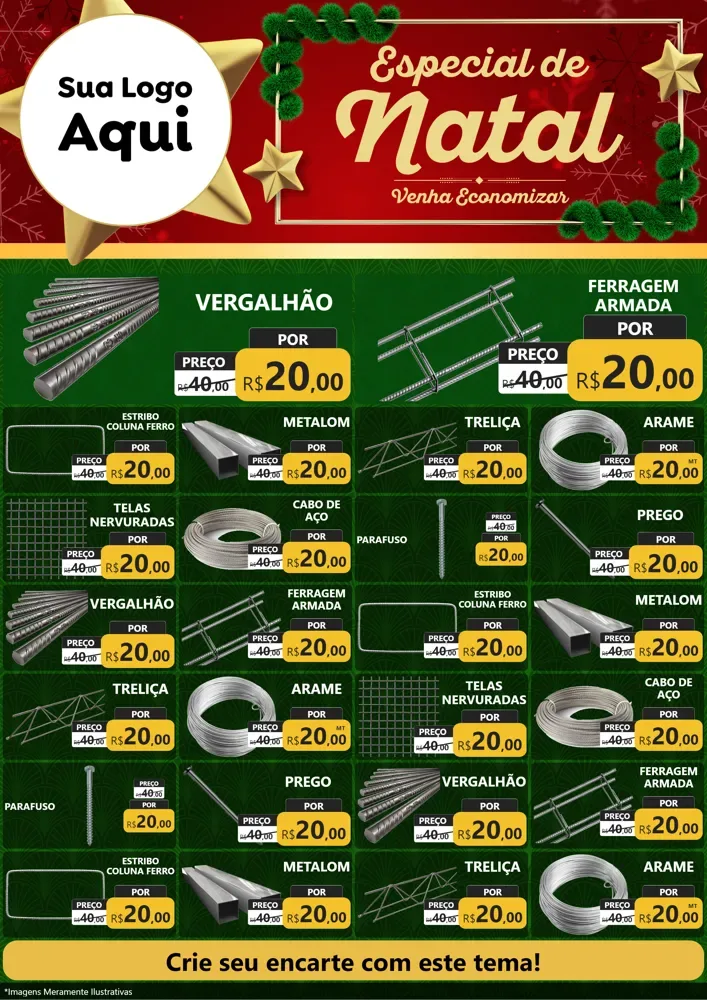 Modelo de Encarte para Encarte A4 Vertical com o tema Especial de Natal para Ferragens
