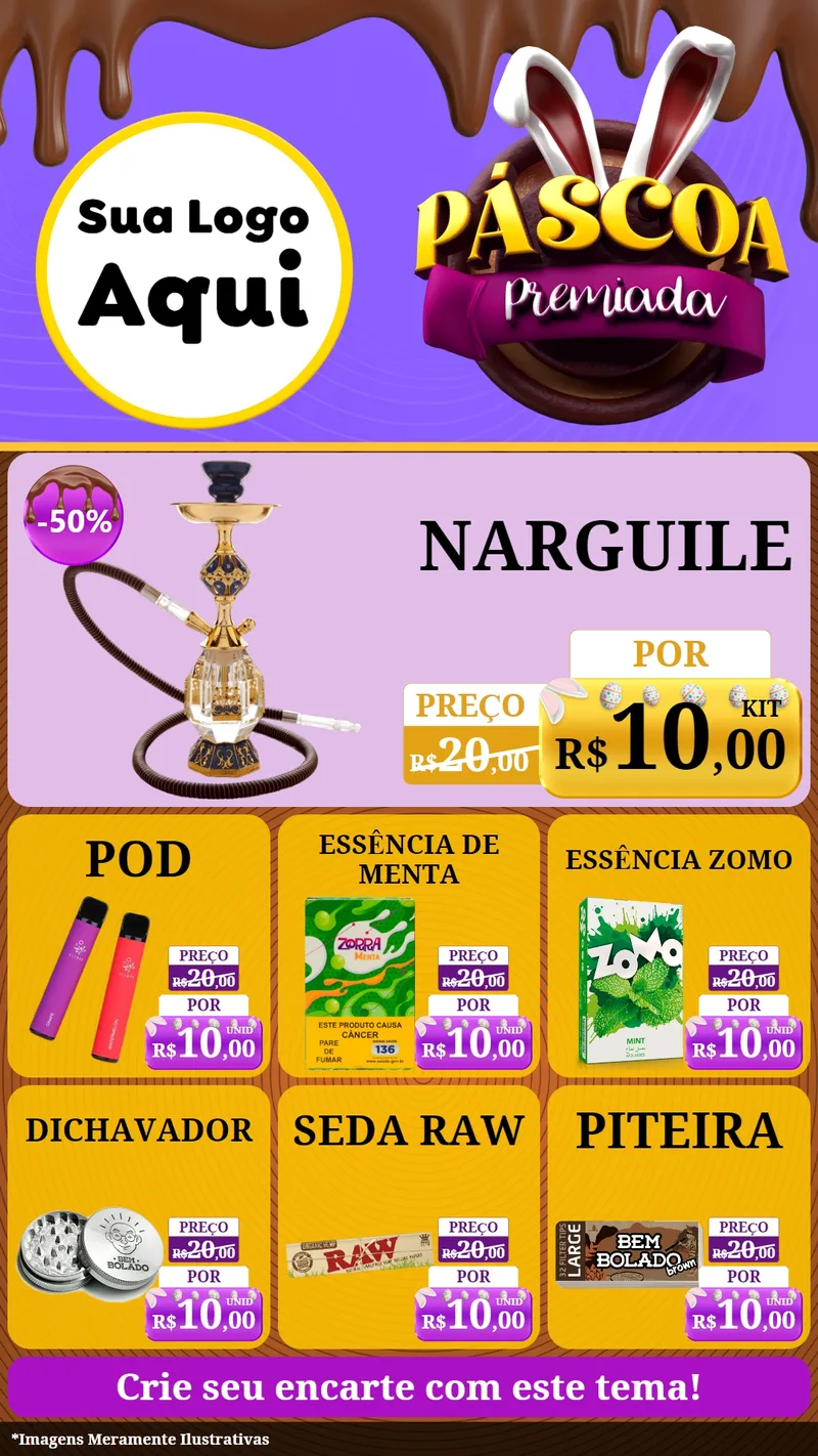 Modelo de Rede Social para Stories com o tema Páscoa Premiada para Tabacaria