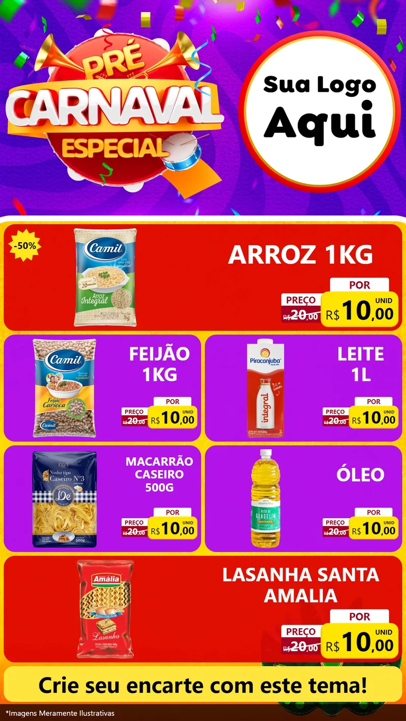 Modelo de TV para TV Vertical com o tema Pré-Carnaval Especial para Supermercado