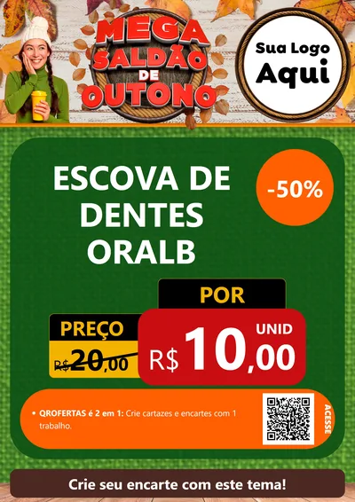Modelo de Cartaz para Cartaz A4 Vertical com o tema Mega Saldão de Outono para Higiene Pessoal