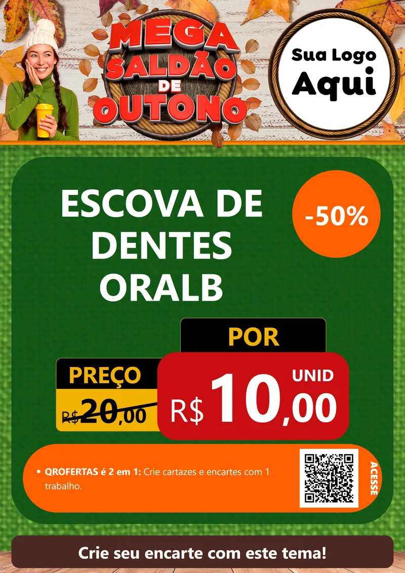 Modelo de Cartaz para Cartaz A4 Vertical com o tema Mega Saldão de Outono para Higiene Pessoal