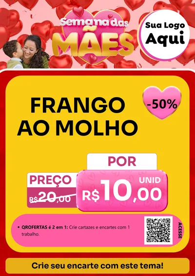 Modelo de Cartaz para Cartaz A4 Vertical com o tema Semana Das Mães para Restaurante