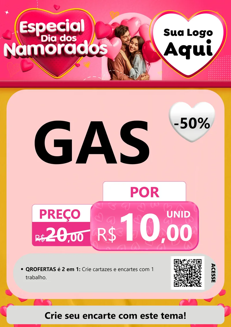 Modelo de Cartaz para Cartaz A4 Vertical com o tema Especial Dia dos Namorados para Água e gás