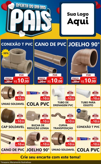 Modelo de Encarte para Encarte Grande com o tema Oferta Do Dia Dos Pais para Tubos e conexões