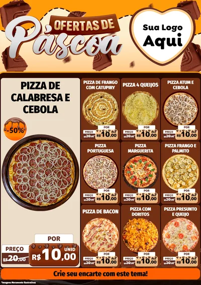 Modelo de Encarte para Encarte A4 Vertical com o tema Ofertas de Páscoa para Pizzaria